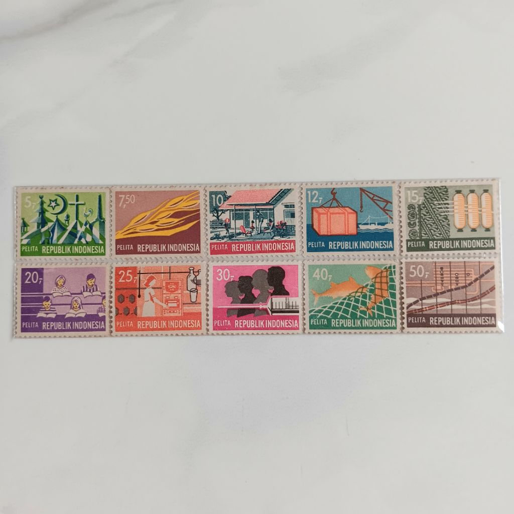 

(AB) Perangko Indonesia 1969 Pelita Set Lengkap 10 pcs Mint