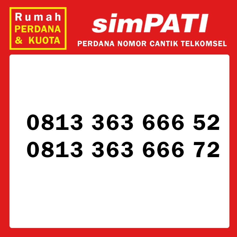 Perdana nomor cantik Telkomsel Simpati triple 363 666 xx