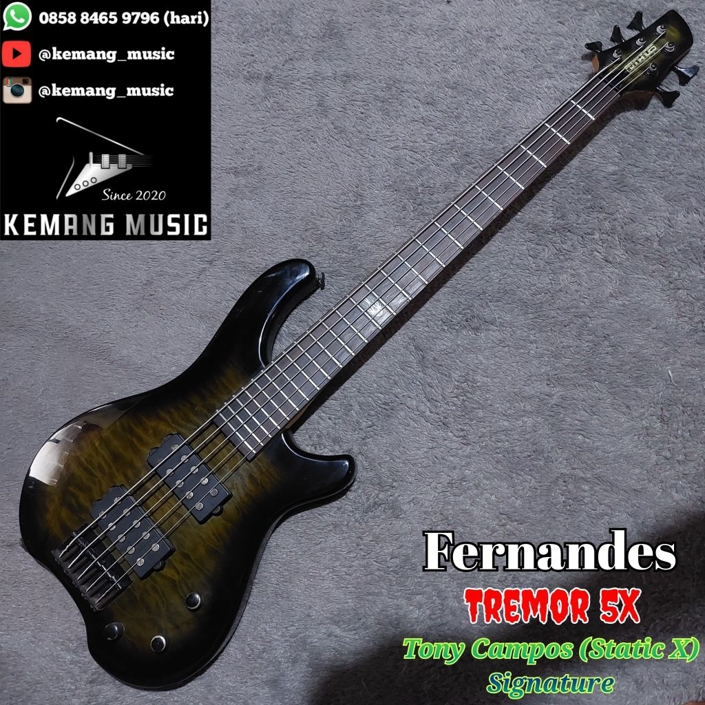 fernandes tremor 5X Bass langka 5 senar humbucker bass metal rock