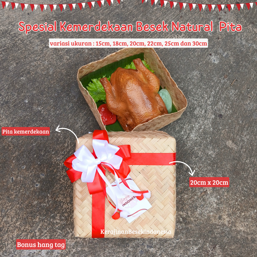 

READY STOCK SEPASANG BESEK KEMERDEKAAN NATURAL HIAS PITA BONUS TAG Box nasi merah snack hampers