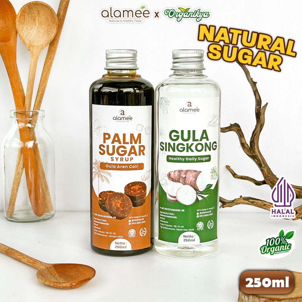 

ALAMEE Gula Aren Cair Singkong Ketela Palm Sugar Cair Organic Organik Sirup Pemanis 250ml organikya