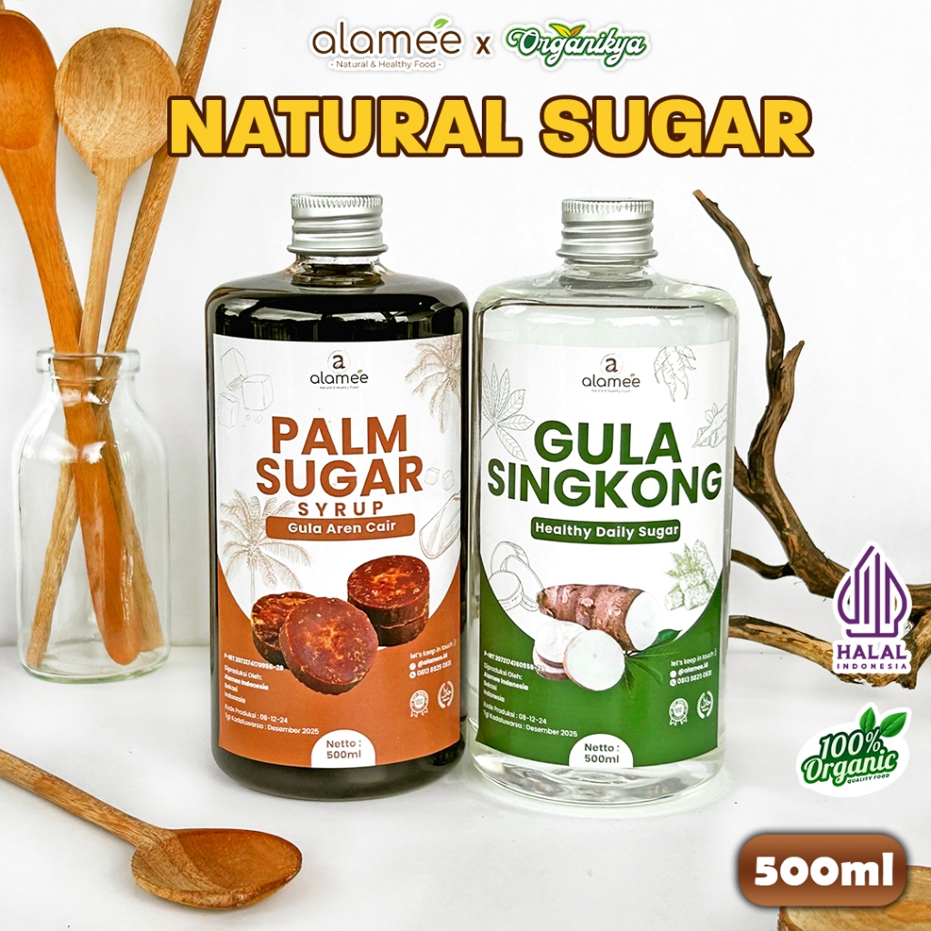 

ALAMEE Gula Aren Cair Singkong Ketela Palm Sugar Cair Organic Organik Sirup Pemanis 500ml organikya