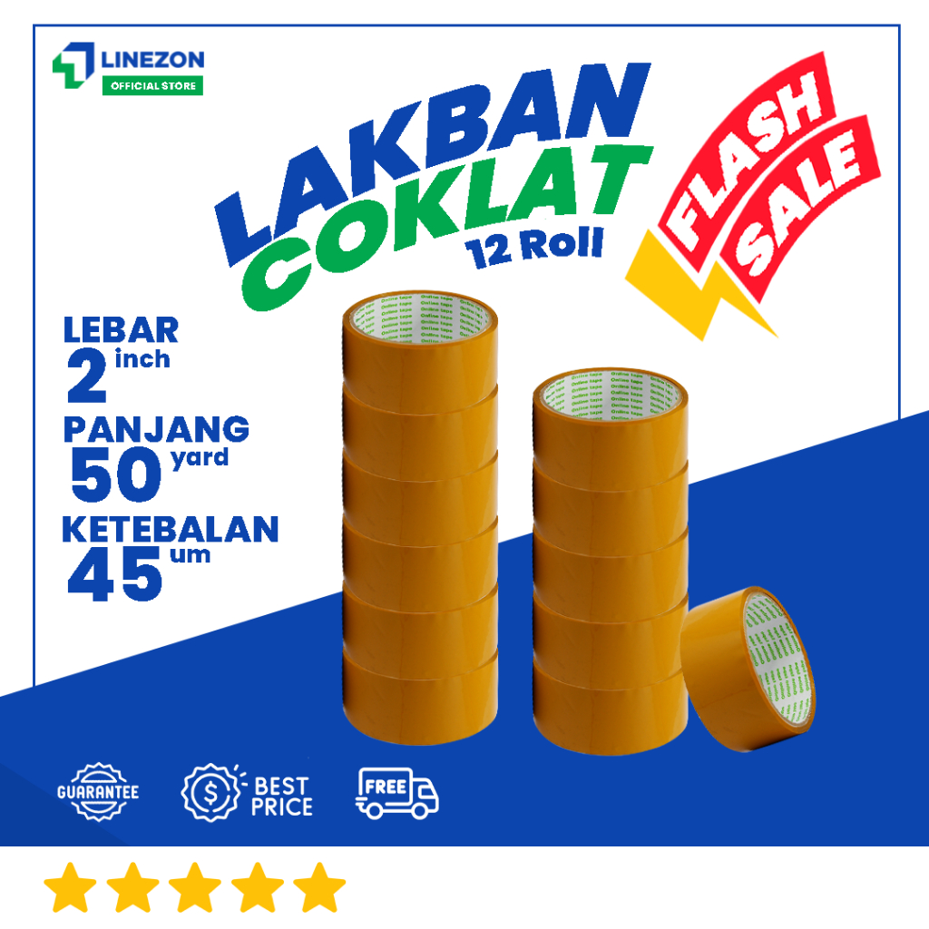 

12 pcs Lakban Coklat 50 Yard 2 Inch / Online Tape Lakban Isolatip Solatip Kualitas Nachi Daimaru Termurah