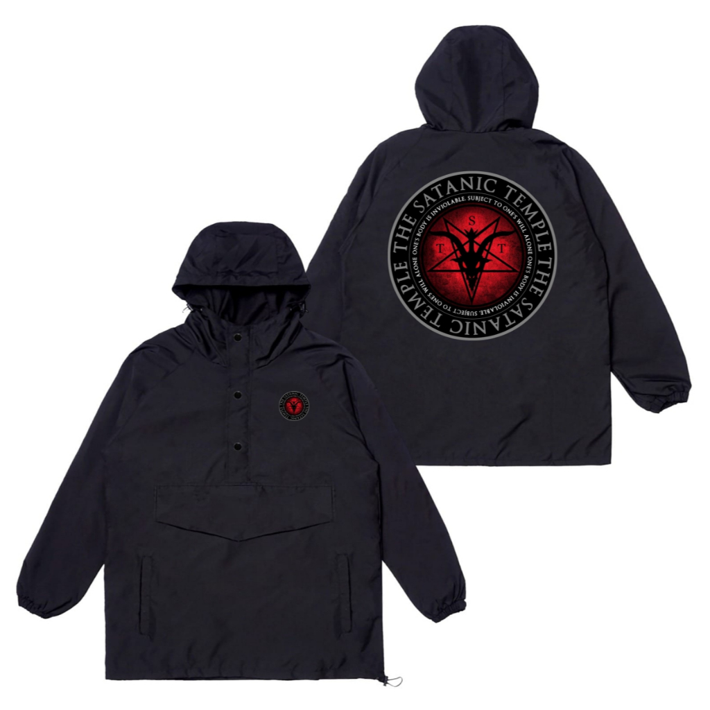 Seishin jacket Cougle The Satanic Temple logo jacket parasut Bersablon bahan taslan waterproof unise
