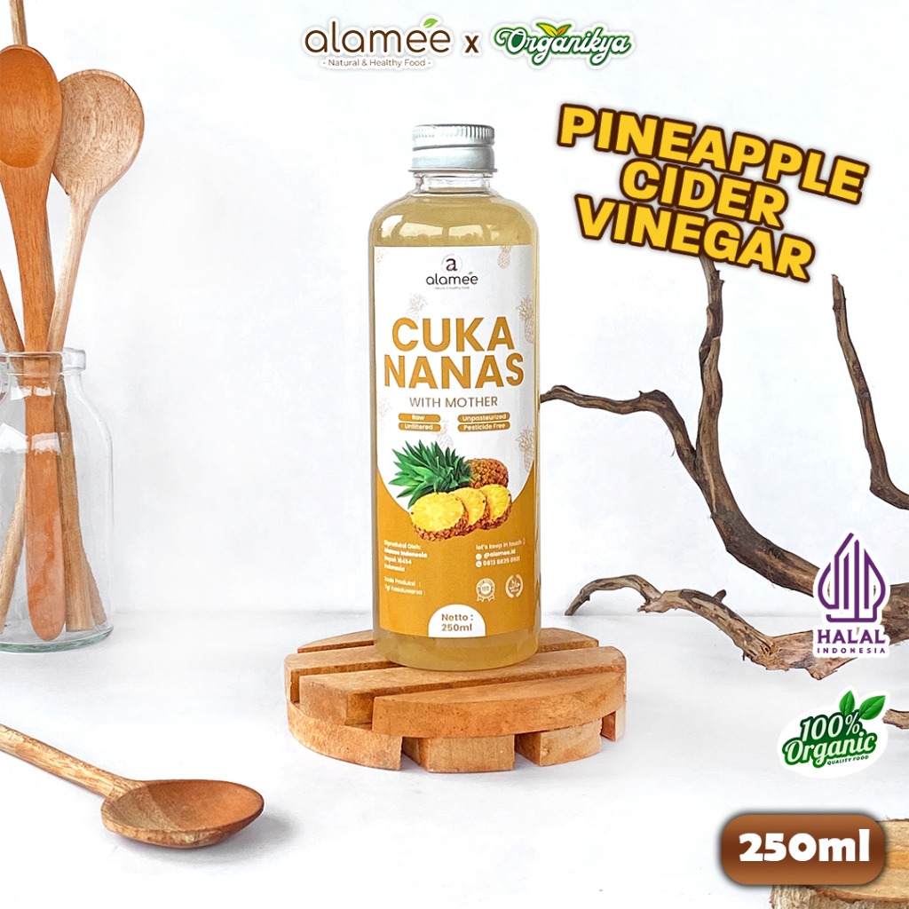 

ALAMEE Cuka Nanas Original Pineapple Cider Vinegar With Mother Organik Asli 250lm organikya
