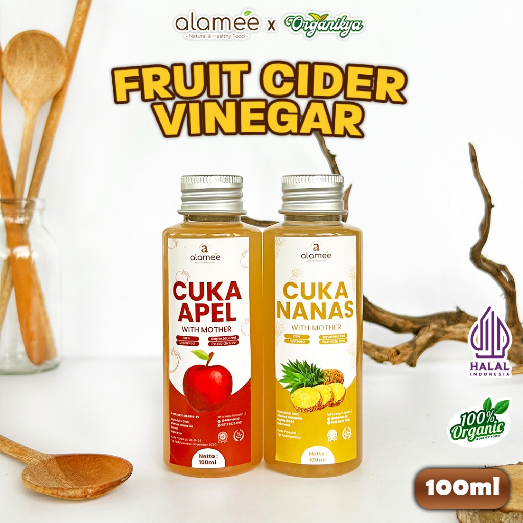 

ALAMEE Cuka Apel Nanas Original Vinegar With Mother Organik PineApple Cider Vinegar 100ML organikya
