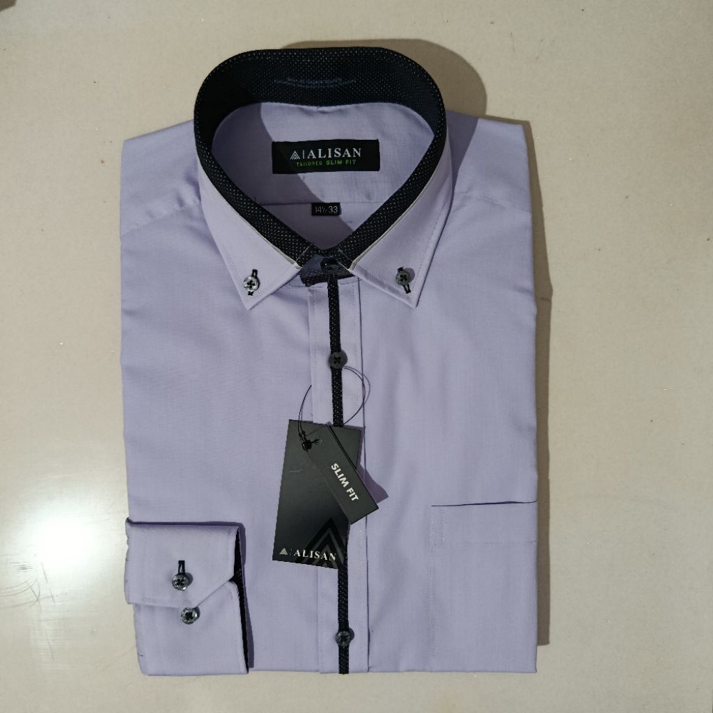 Alisan Kemeja Pria Polos Spesial 3512 Lengan Panjang Slimfit Ungu1