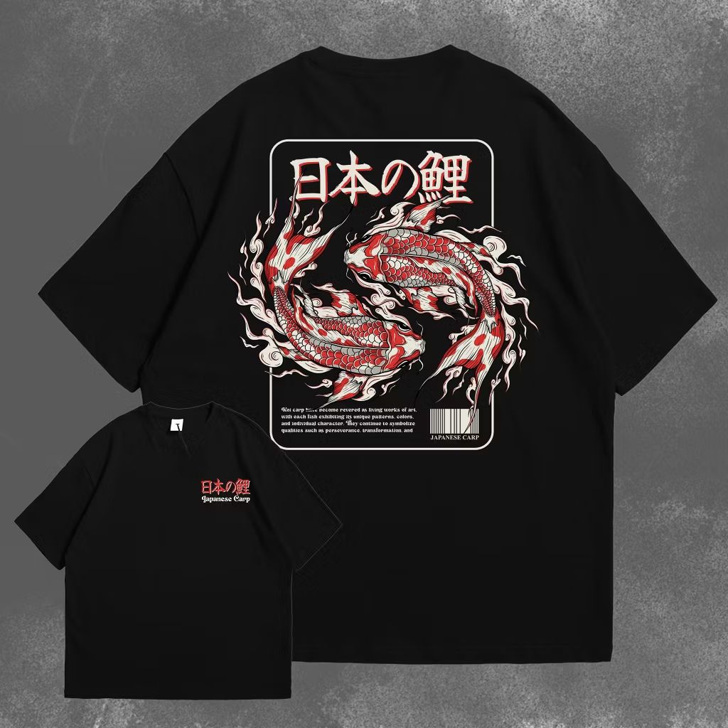 PREMIUM IMPORT | TSHIRT KAOS OVER SIZE IKAN KOI JEPANG