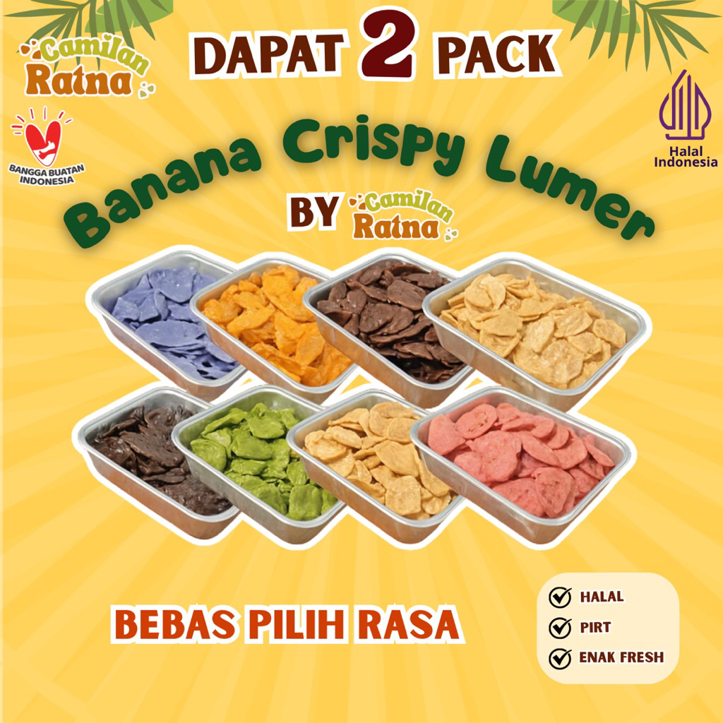 

CR - BUNDLING DAPAT 2 Pack BEBAS PILIH Varian Pisang Crispy Lumer Coklat Gurih Manis Kemasan 500ml isi 100gr/pack Awet Tahan Lama | Keripik Pisang Lumer Camilan Enak by camilan ratna