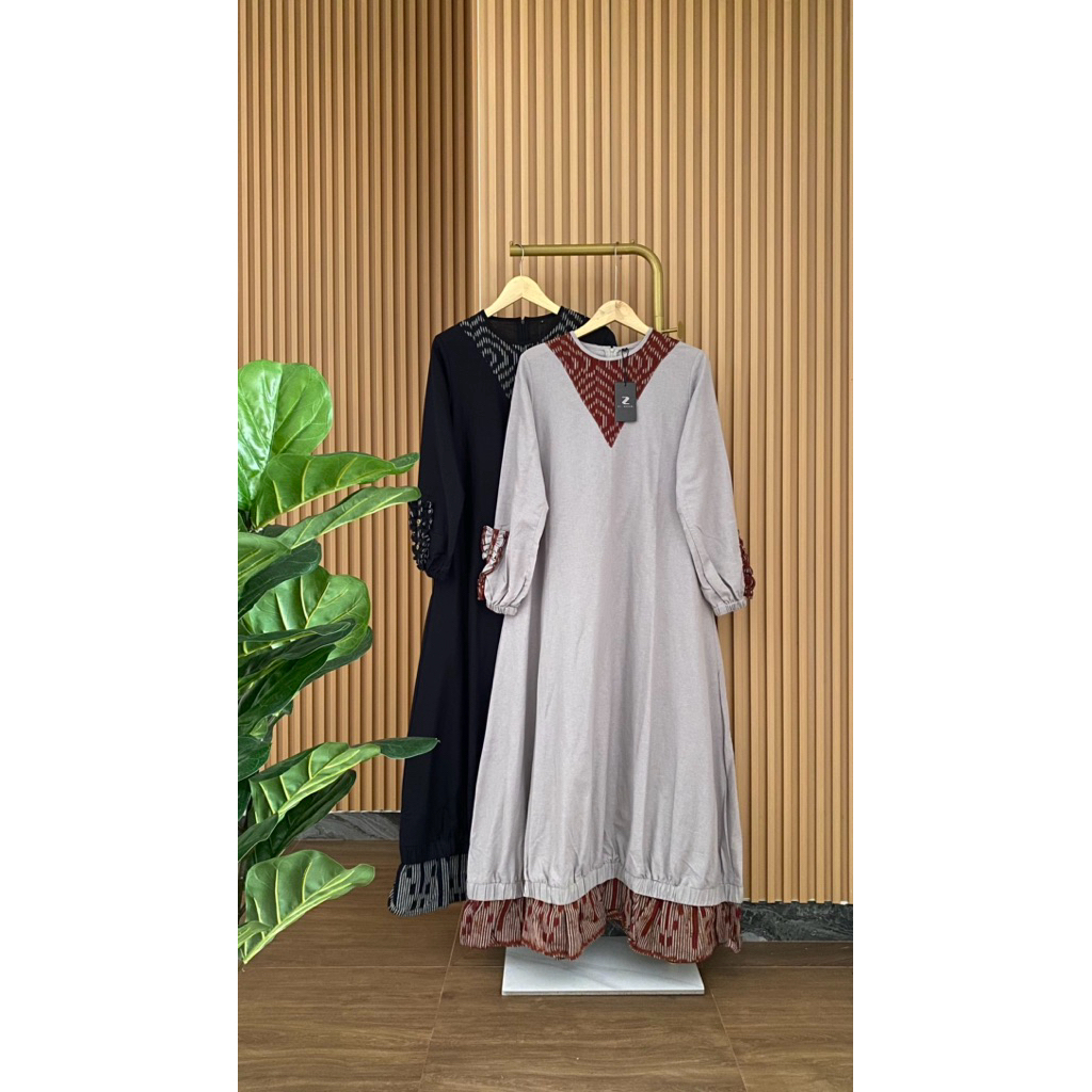 Kirana dress/dress zisheri/dress simple/mewah/tenun/Zisher dress/terbaru