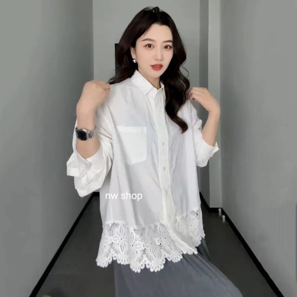 Lily basic Blouse wanita-Atasan wanita renda-blouse renda kekinian