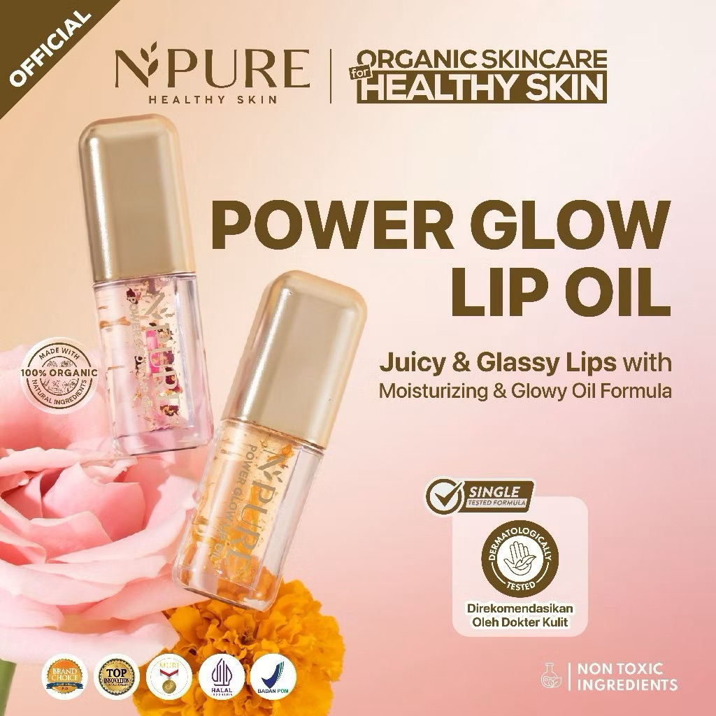 [FREE CHARM] NPURE Power Glow Lip Oil / Marigold Peach + Rose Pink / Lip glow oil / lip glow / lip o
