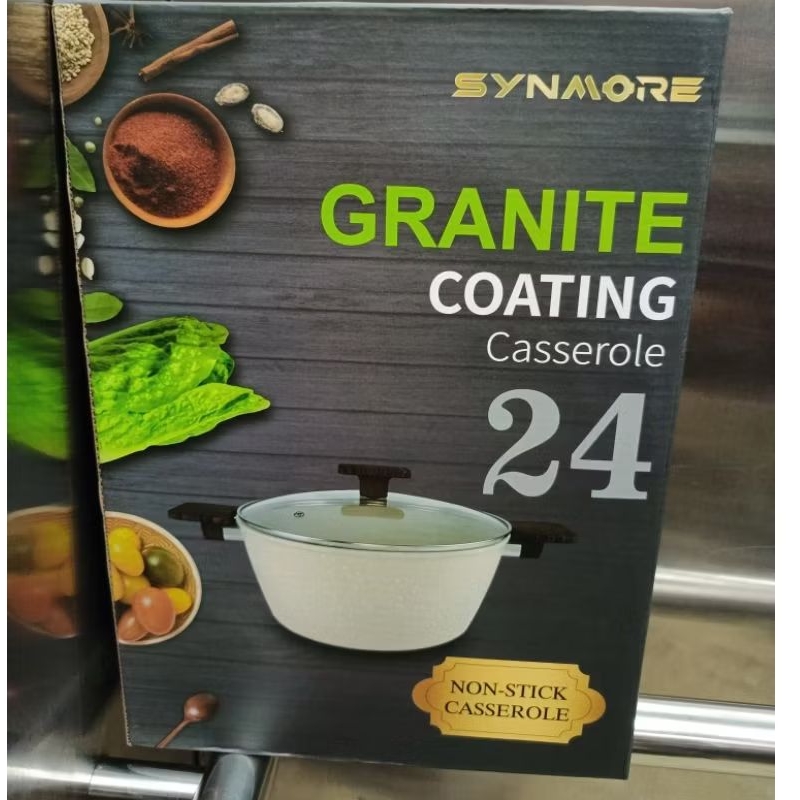 Synmore Granite Coating Casserole 24 Non Stick Black