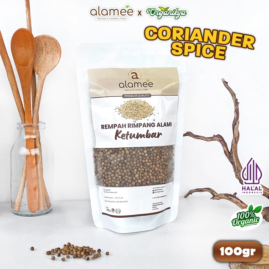 

ALAMEE Ketumbar Organik Coriander Seed Biji Rempah Rimpang Bumbu Seasoning Masak 100gr organikya
