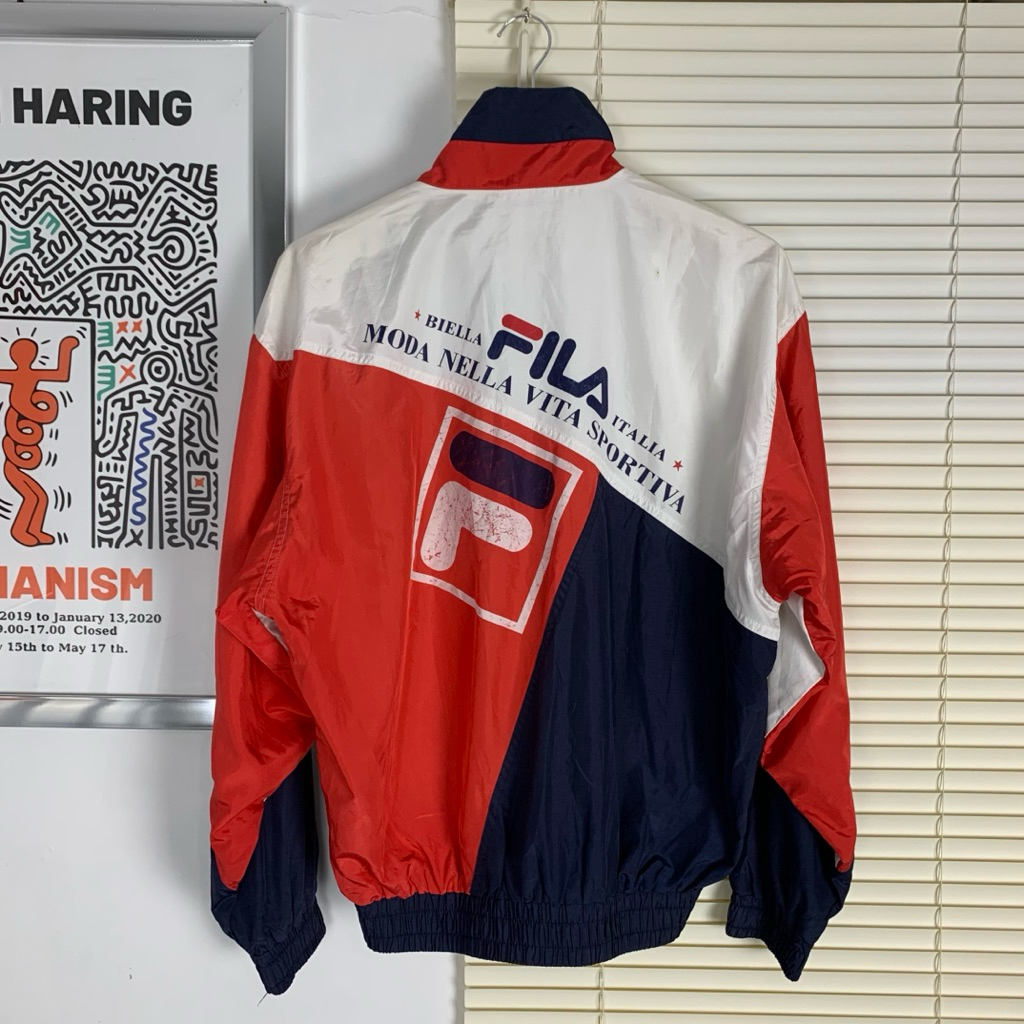 Jaket Vintage Pria Fila Sport Windbreaker Jacket
