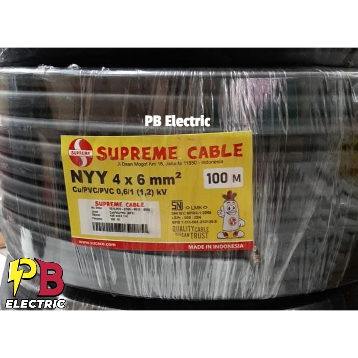 Kabel NYY 4 x 6 mm Merk Supreme / Kabel NYY 4x6 mm Supreme / Supreme NYY 4 x 6 mm (2 Ukuran) Belum a