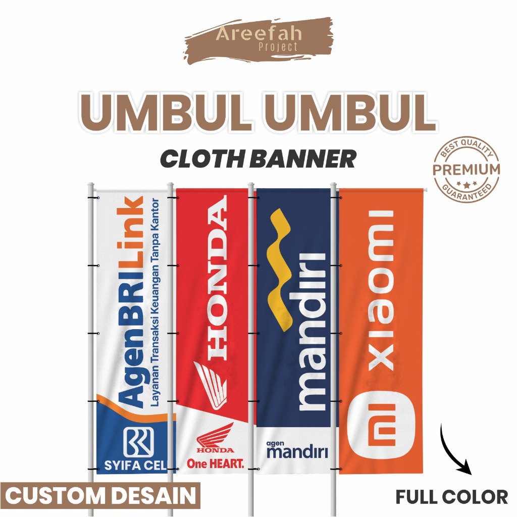 Areefah Cetak Cloth Banner Custom Fullprint | Cetak Umbul - Umbul Custom Fullprint