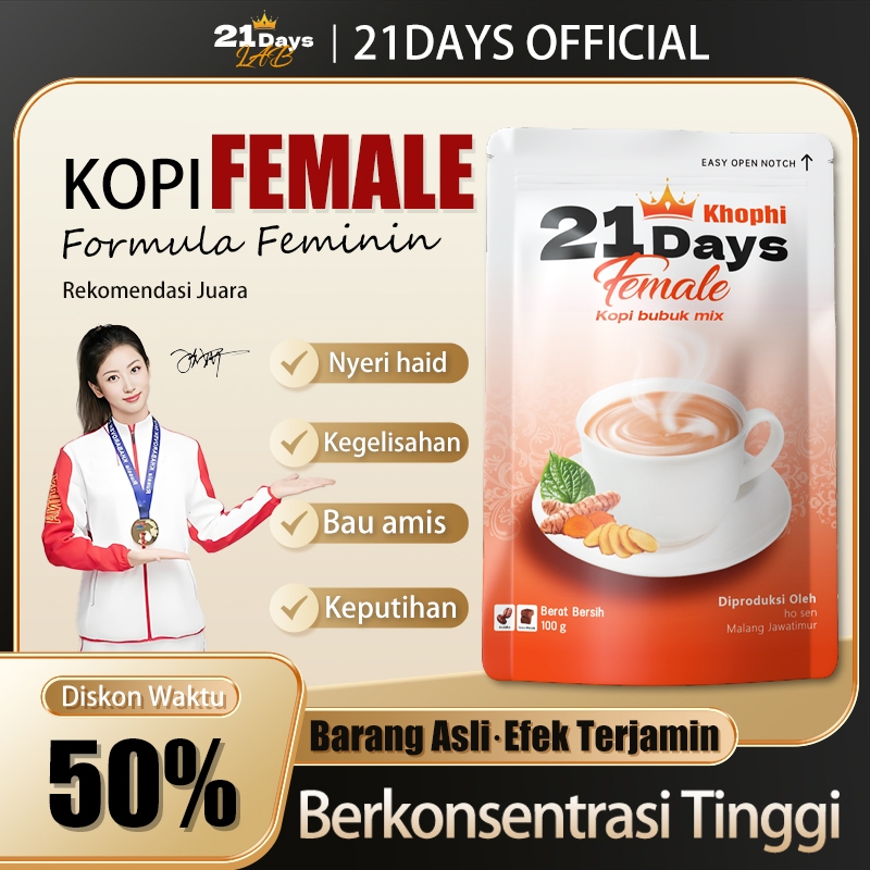 

21Days Female Coffee – Kunyit, Kacip Fatimah, Daun Sirih, Gula Aren – Rekomendasi Juara Olimpiade