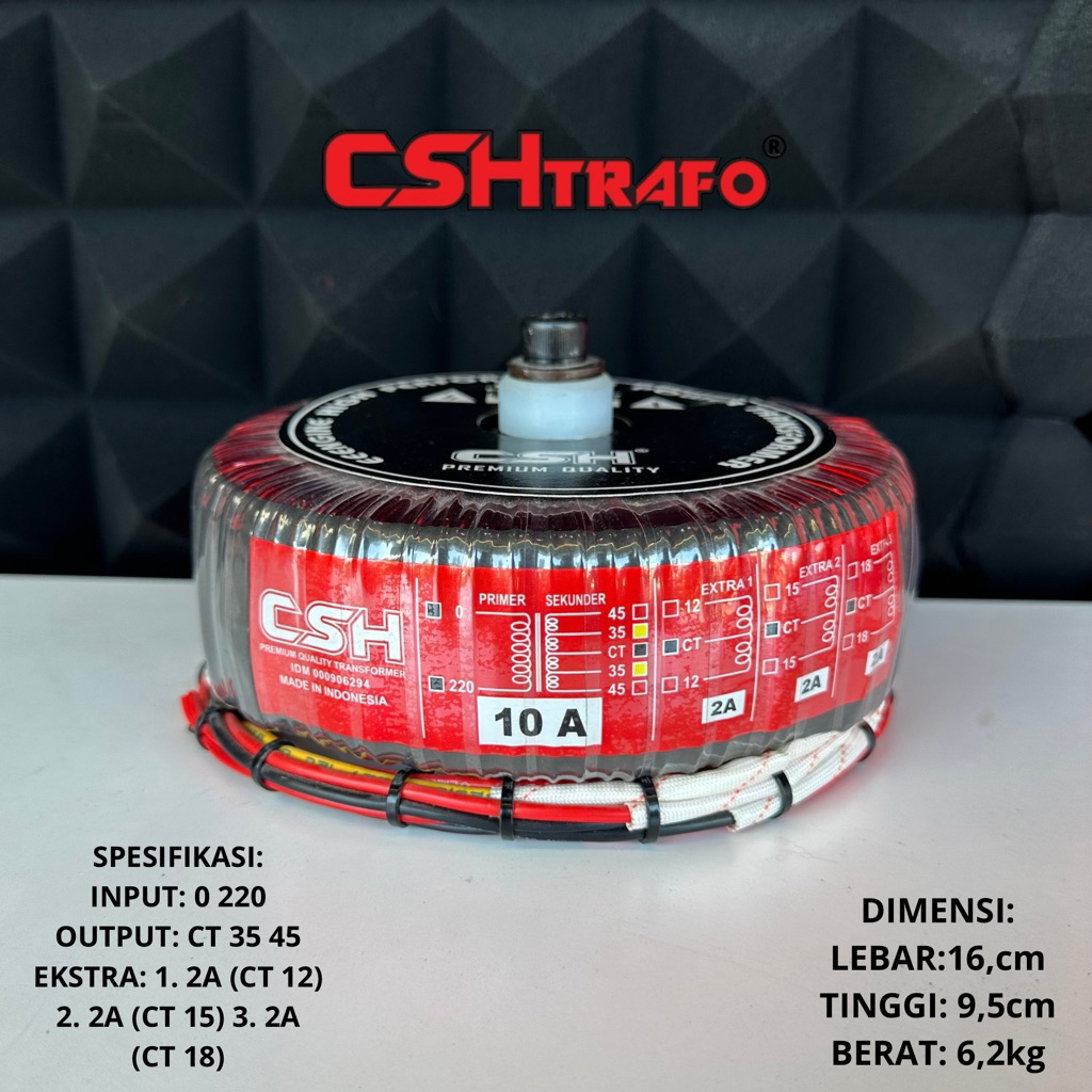 TRAFO CSH PREMIUM TOROIDAL 10A CT 45V 100% TEMBAGA MURNI