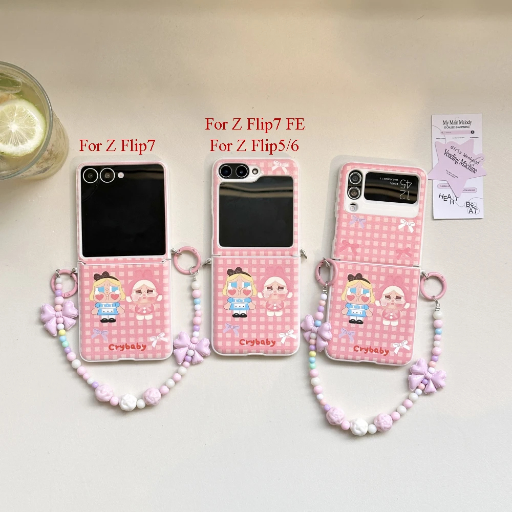 CASE TALI STRAP CASING KARTUN BABY CRY SAMSUNGZ  FLIP 7 Z FLIP FE Z FLIP 6 Z FLIP 5