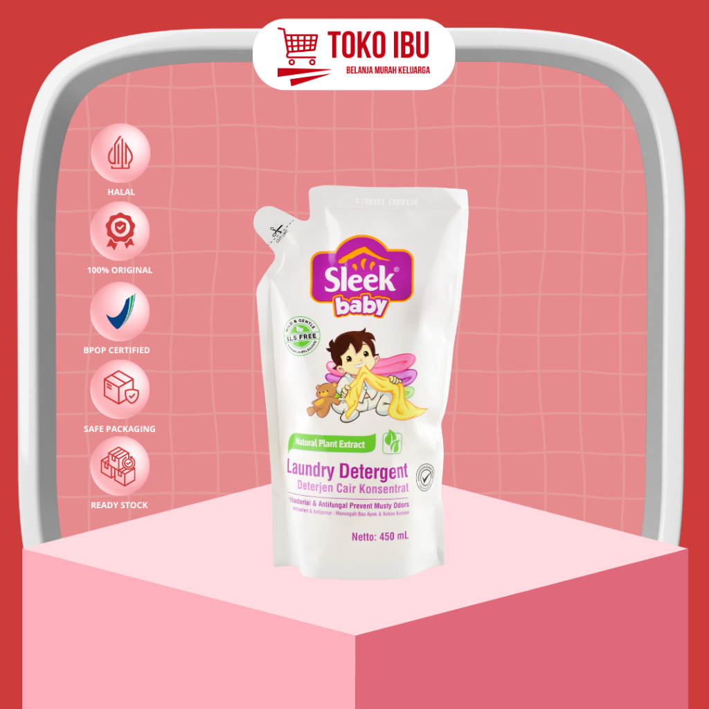 DETERJEN SABUN PAKAIAN BAYI SLEEK LAUNDRY DETERGENT POUCH 450 ML REFILL / Deterjen Bayi