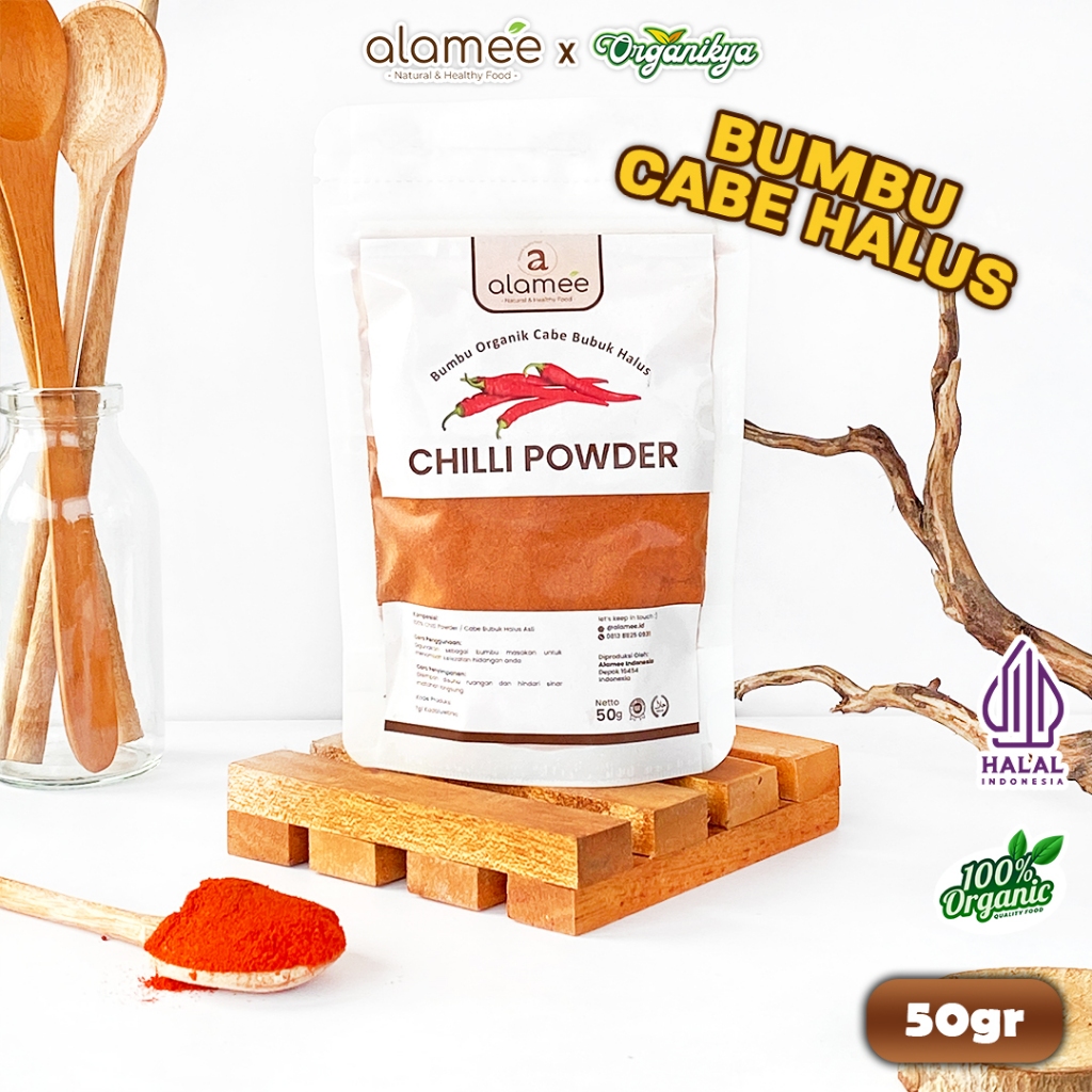 

Bumbu Cabe Cabai Bubuk Kering Halus Pedas Chilli Seasoning Powder Cabai Rempah Murni 50g organikya