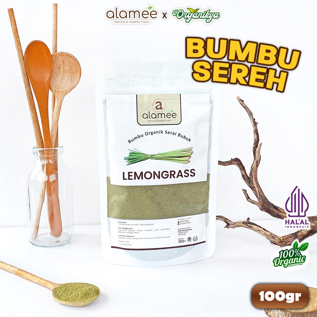 

ALAMEE Sereh Bubuk Lemongrass Powder Bumbu Dapur Organik Serai Murni Tanpa Campuran 100g organikya
