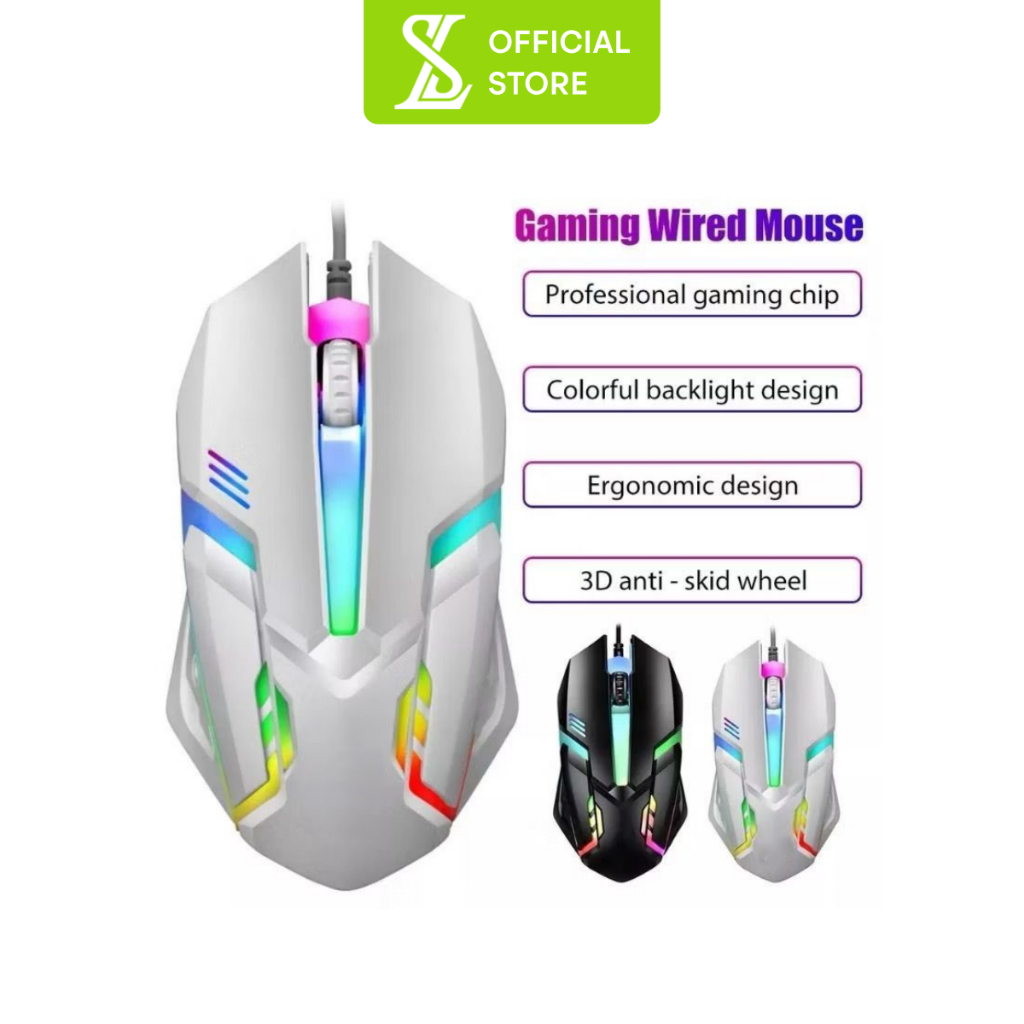 Mouse Gaming LED RGB Nous X1 Gamers - Mouse Kabel - Mouse Nuos Gaming