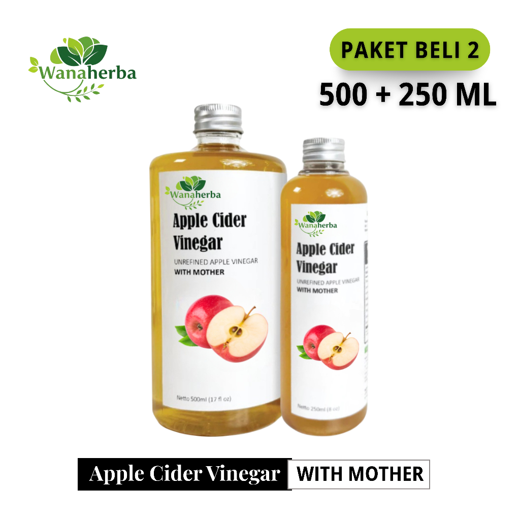 

Wanaherba Cuka Apel With Mother 500 + 250 ML Paket 2 Botol