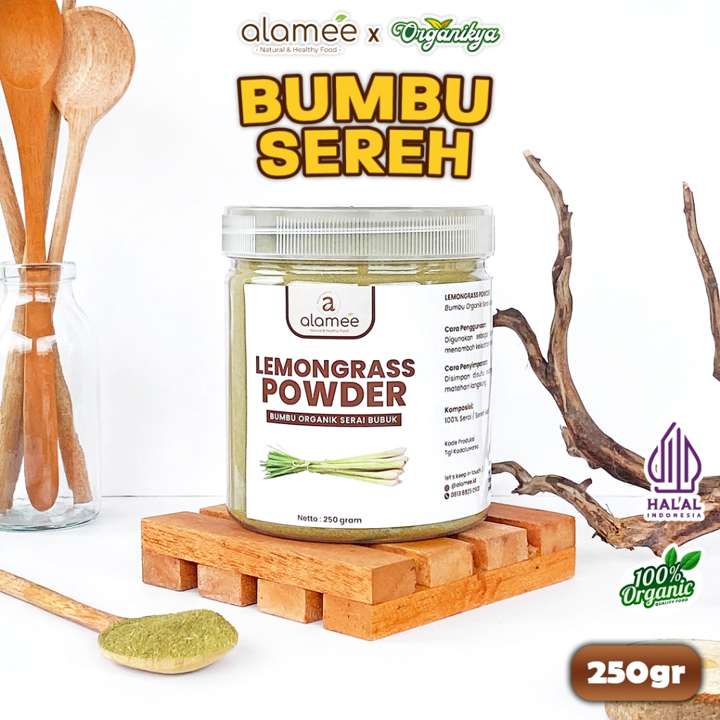 

Sereh Bubuk Lemongrass Seasoning Powder Bumbu Masak Dapur Sereh Serai Organik Murni 250G organikya