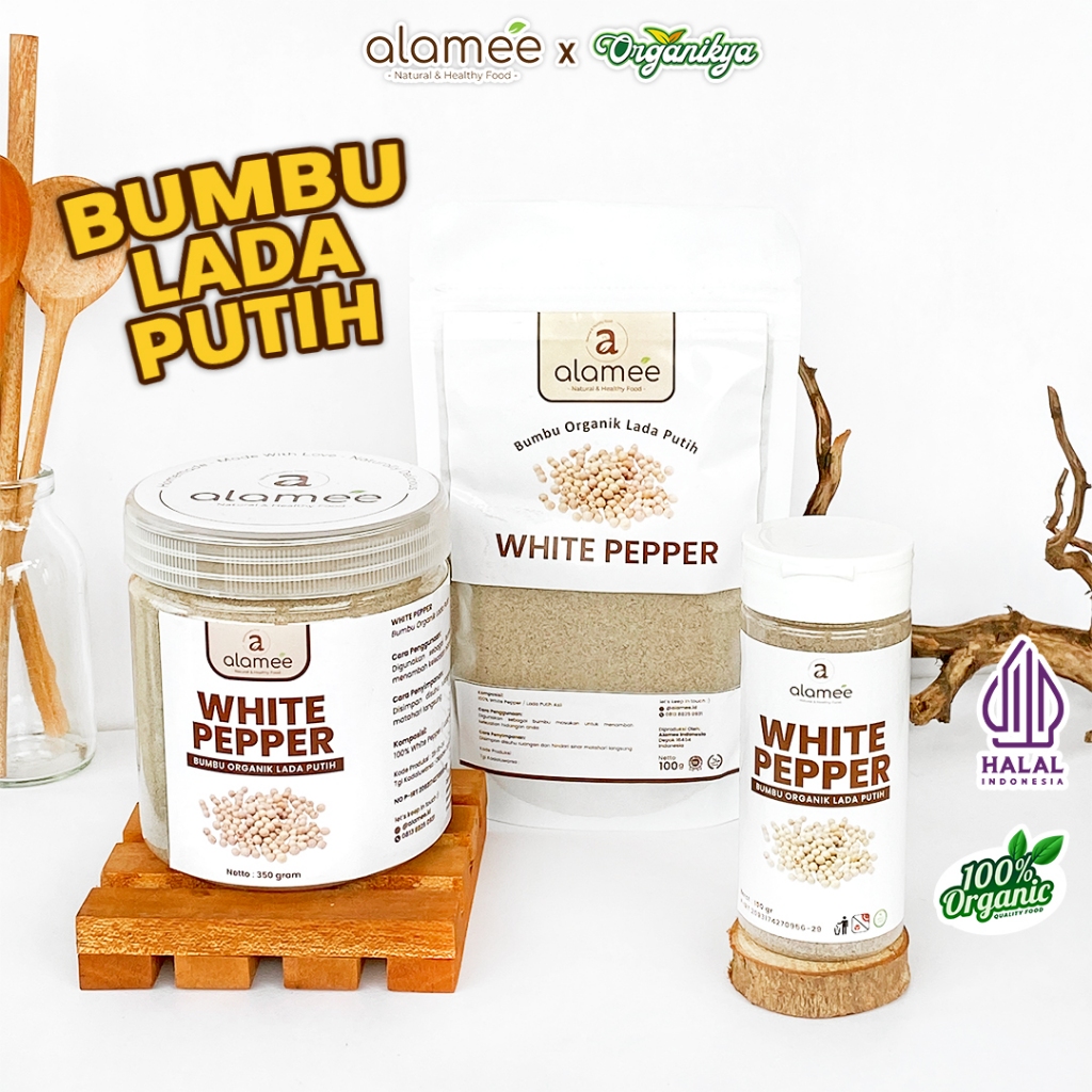 

ALAMEE Lada Putih Bubuk White Pepper Powder Merica Whitepepper Bumbu Dapur Tanpa Campuran organikya