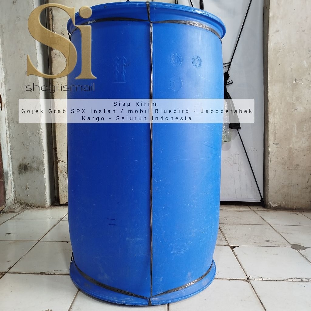 ( bagus istimewa seperti baru ) Drum plastik biru 200 liter Tong Plastik biru 200 liter Drum biru To