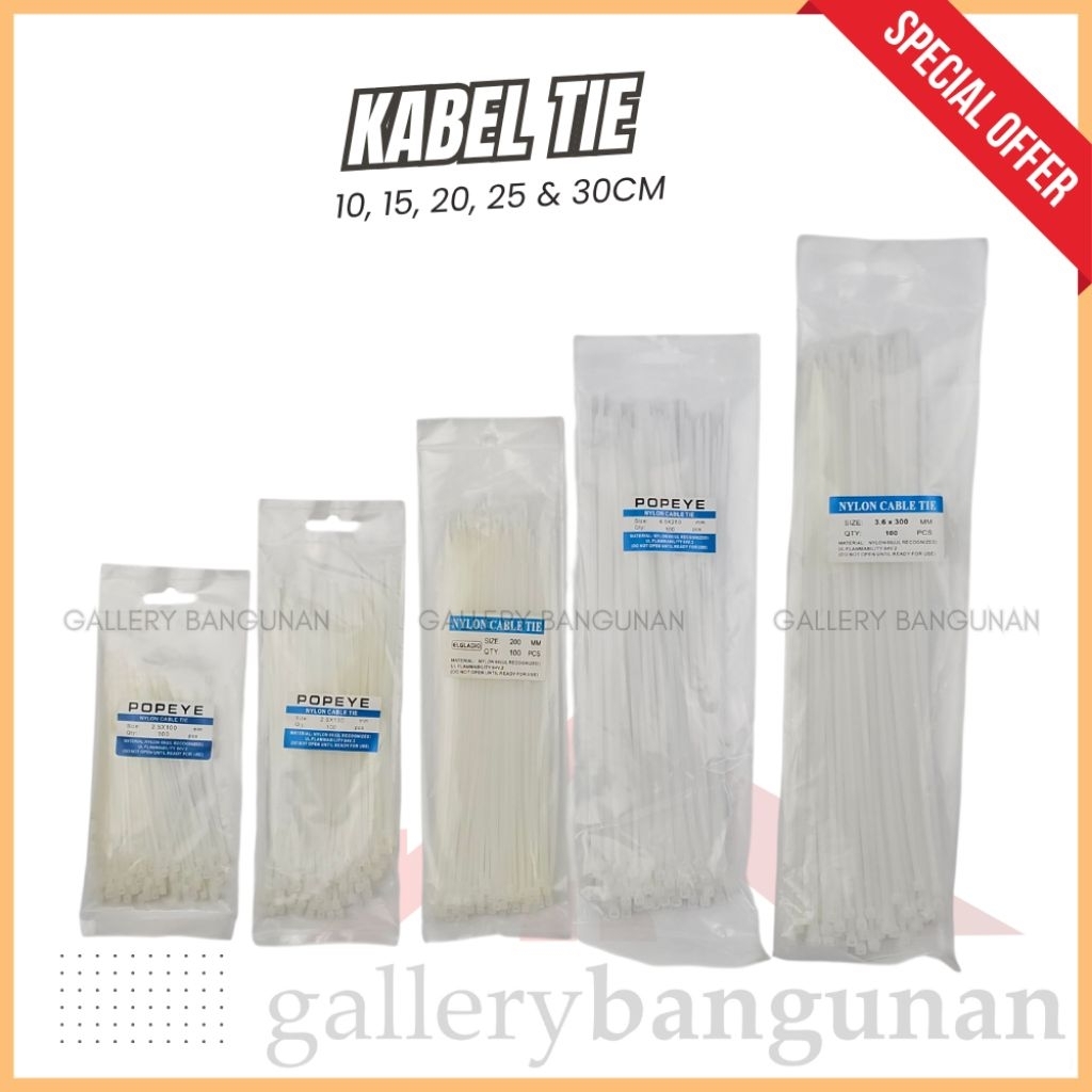 

Kabel Tie Cable Tis Nylon Putih Transparan Transparant Bungkus Makanan 1 pak 100pcs Insulock Tali Pengikat Panjang