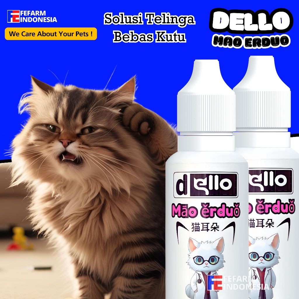 Obat Tetes Radang Kutu Luka Telinga Kucing Kitten Mao Erduo FEFARM