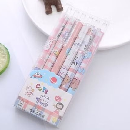 Pulpen Gel Mekanik Lucu Karakter / Set Pulpen Gel 6pcs / Bollpoint Mekanik Lucu / Pulpen Gel
