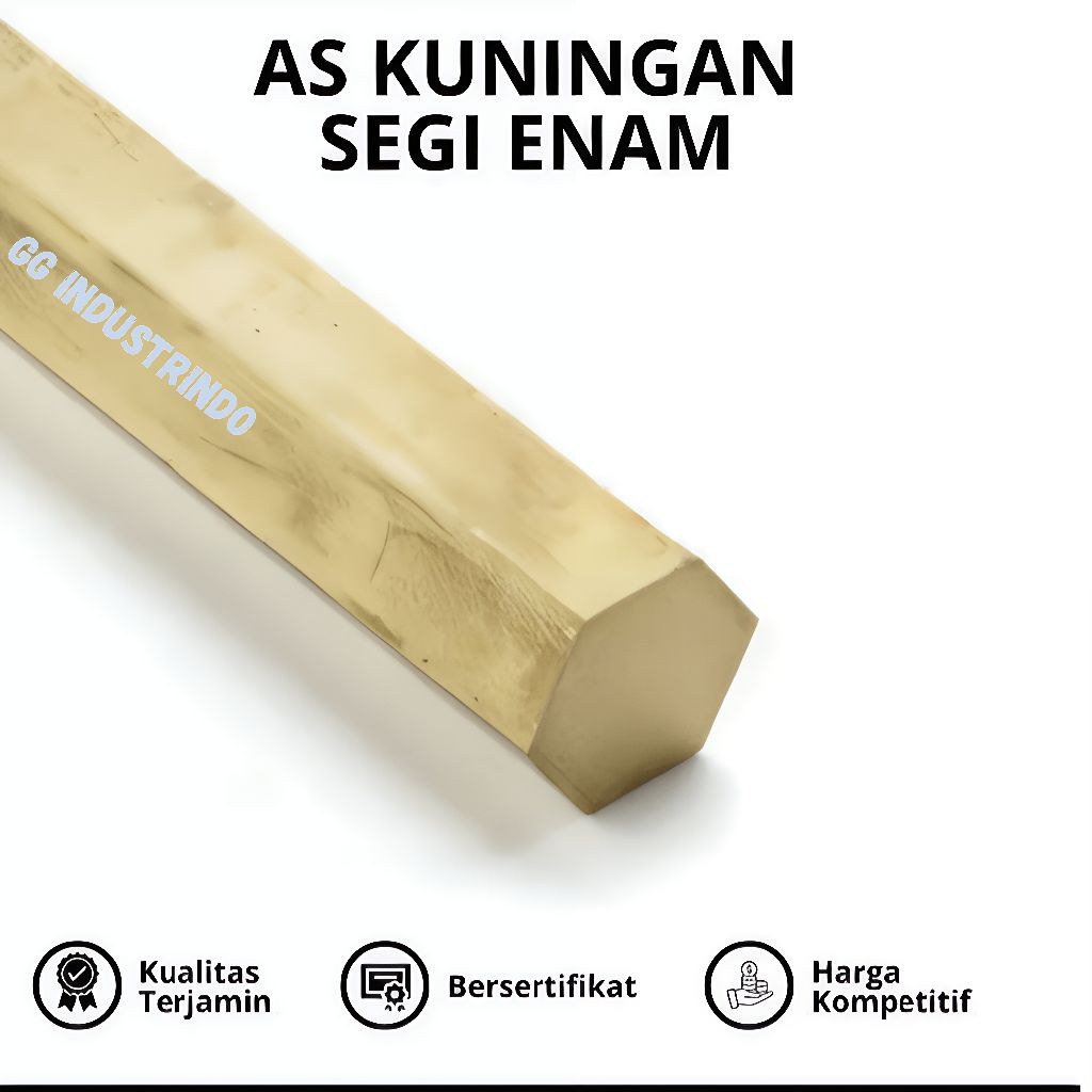 AS KUNINGAN SEGI ENAM 8MM | PER 1CM | AS KUNINGAN HEXAGON
