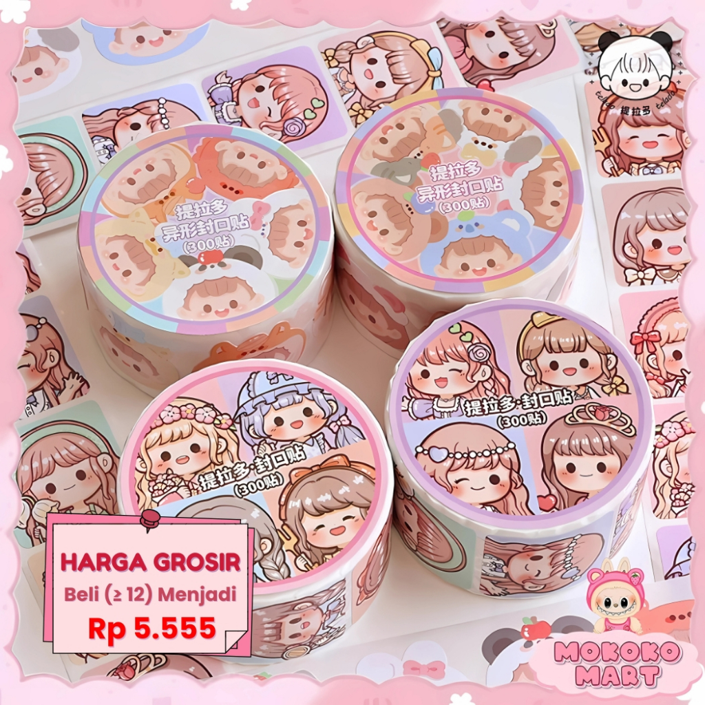 

MM 300 pcs Stiker Roll Label Lucu Cantik Dekorasi Dinding Dekorasi Case HP Dekor DIY Dodogirl TLD138