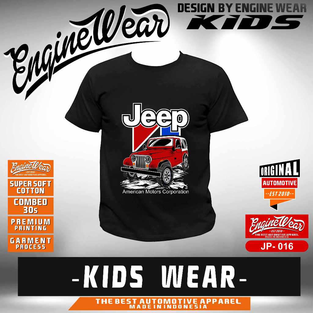 kaos Jeep CJ7 anak kaos cherokee Offroad Hardtop Mobil otomotif Tshirt Baju – Enginewear