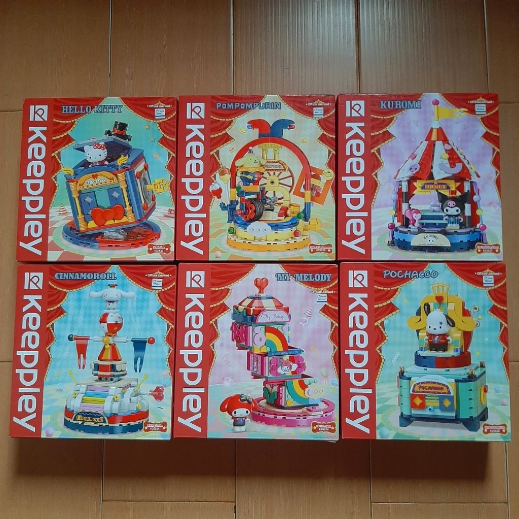 Keeppley Sanrio Circus Series Qman Mainan Bricks  Hello Kitty Pompompurin Kuromi Cinnamoroll My Melo