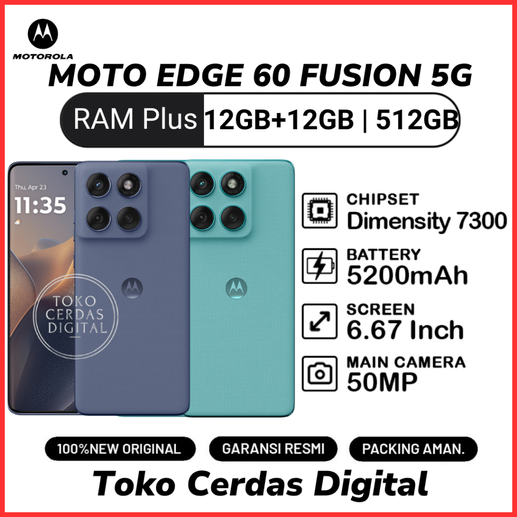 Motorola Edge 60 Fusion 5G 12/512GB Garansi Resmi 12 Bulan | Moto | MotoEdge60Fusion | MotorolaEdge6