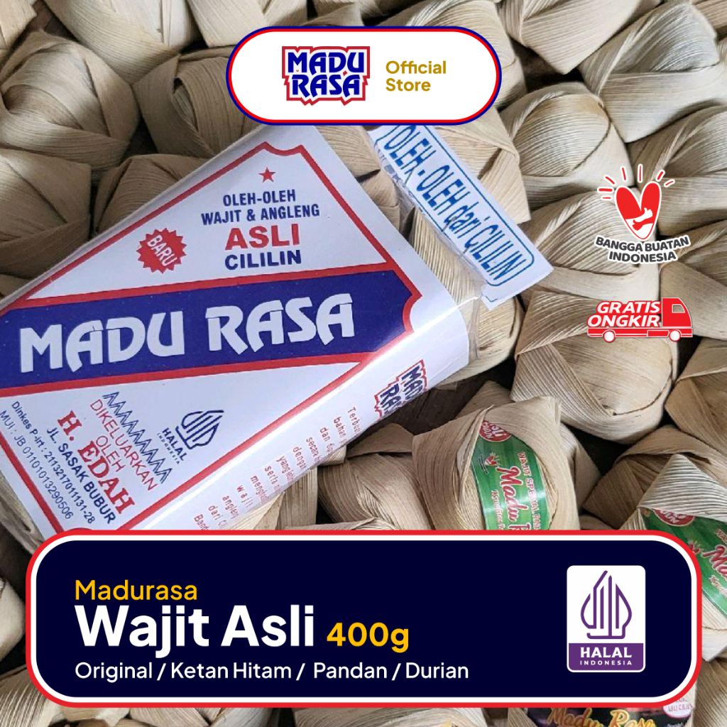 

PAKET HEMAT WAJIT MADURASA 400g RASA ORIGINAL/KETAN HITAM/PANDAN/DURIAN KHAS CILILIN - BANDUNG