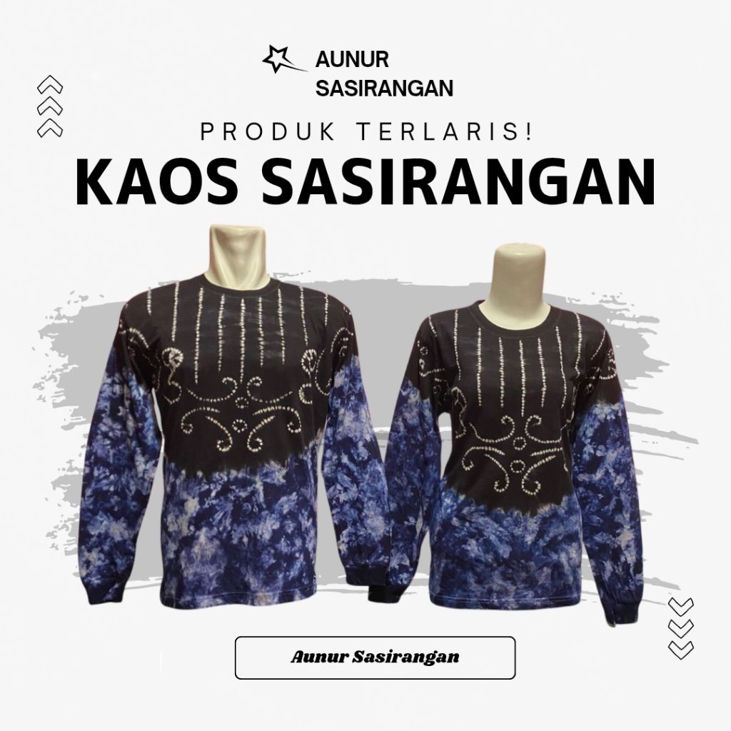 KAOS SASIRANGAN Lengan Panjang Bahan COTTON COMBED Pria & Wanita