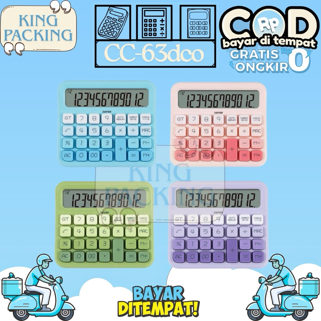 

Joyko CC-63DCO 12 Digit Kalkulator Calculator 4 Warna Ready COD