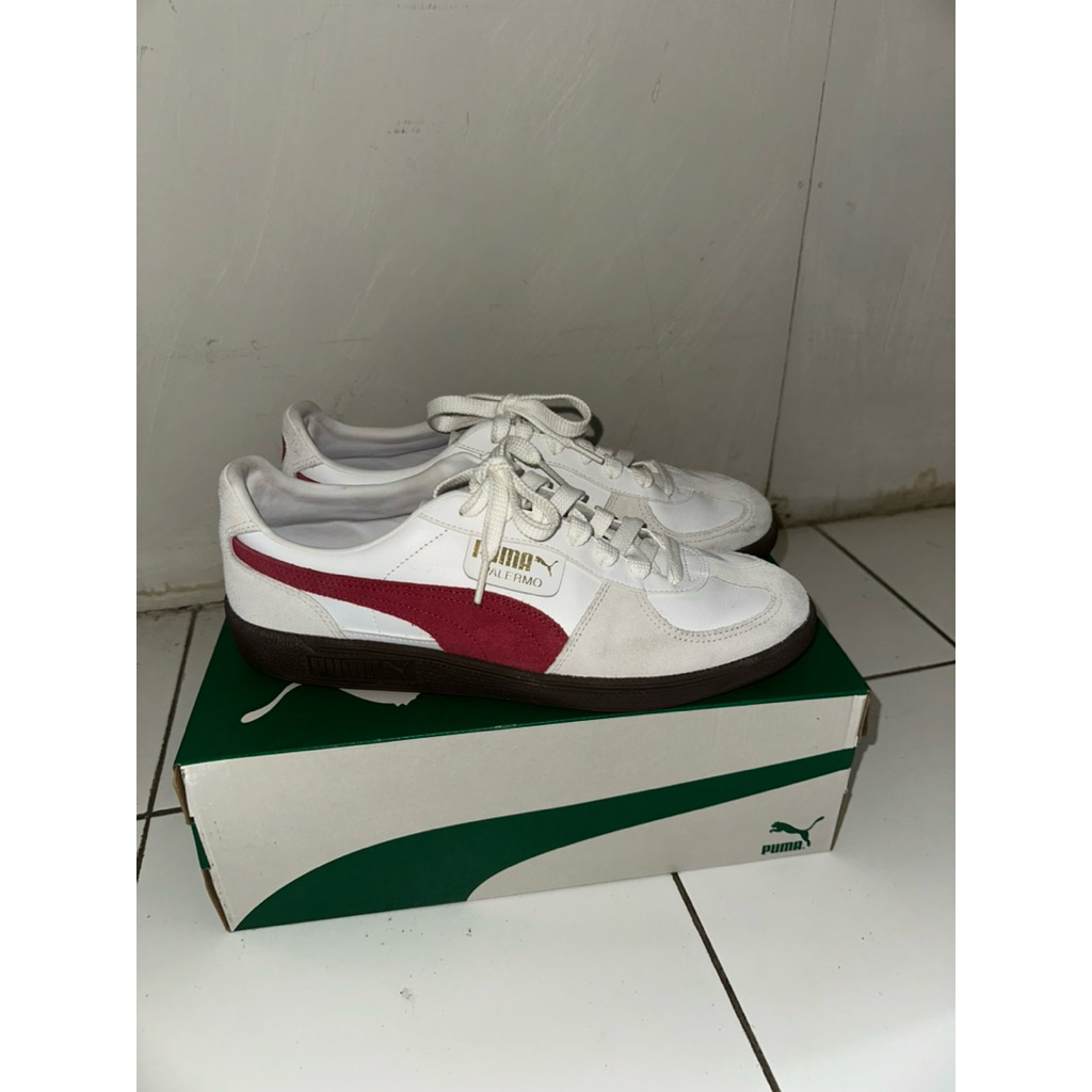 Puma Palermo LTH White Vapor Grey Club Red size 46 Preloved