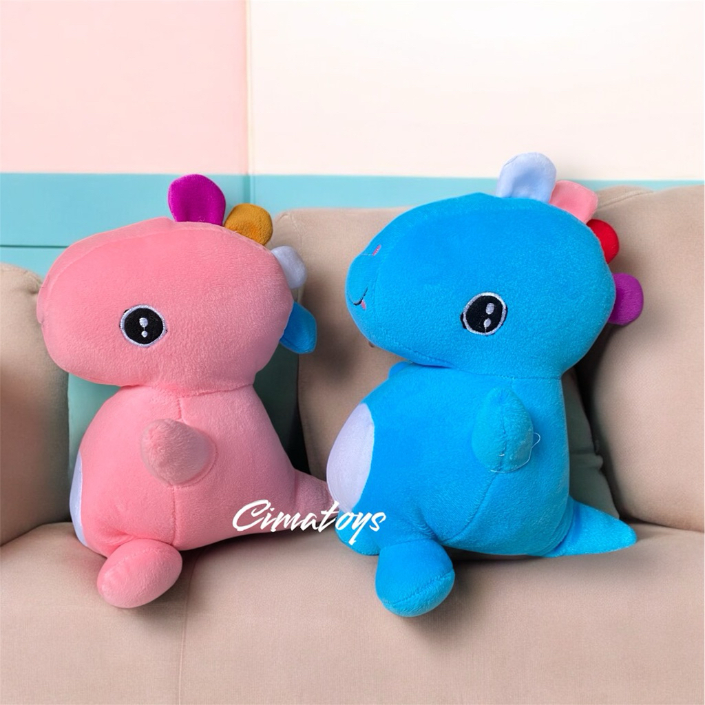Boneka Dino Nailong Mainan Anak Warna Biru Dan Ping/ Dino Nailong 35 Cm