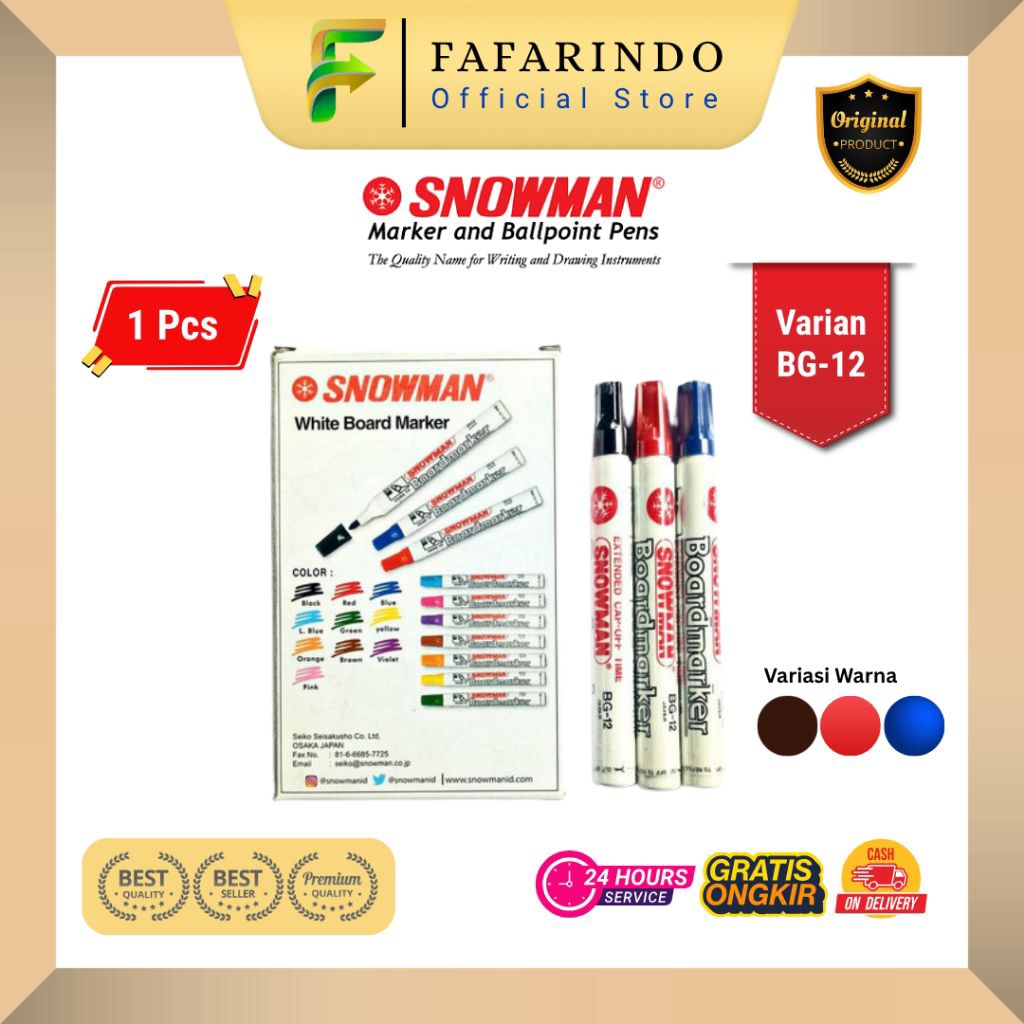 

(PROMO) Spidol White Board Snowman BG-12 / Spidol Whiteboard / Spidol Snowman