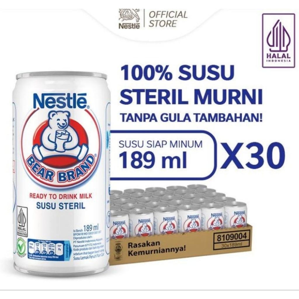 

Bear Brand Susu Beruang Susu Steril 189 mil x 30 Pcs