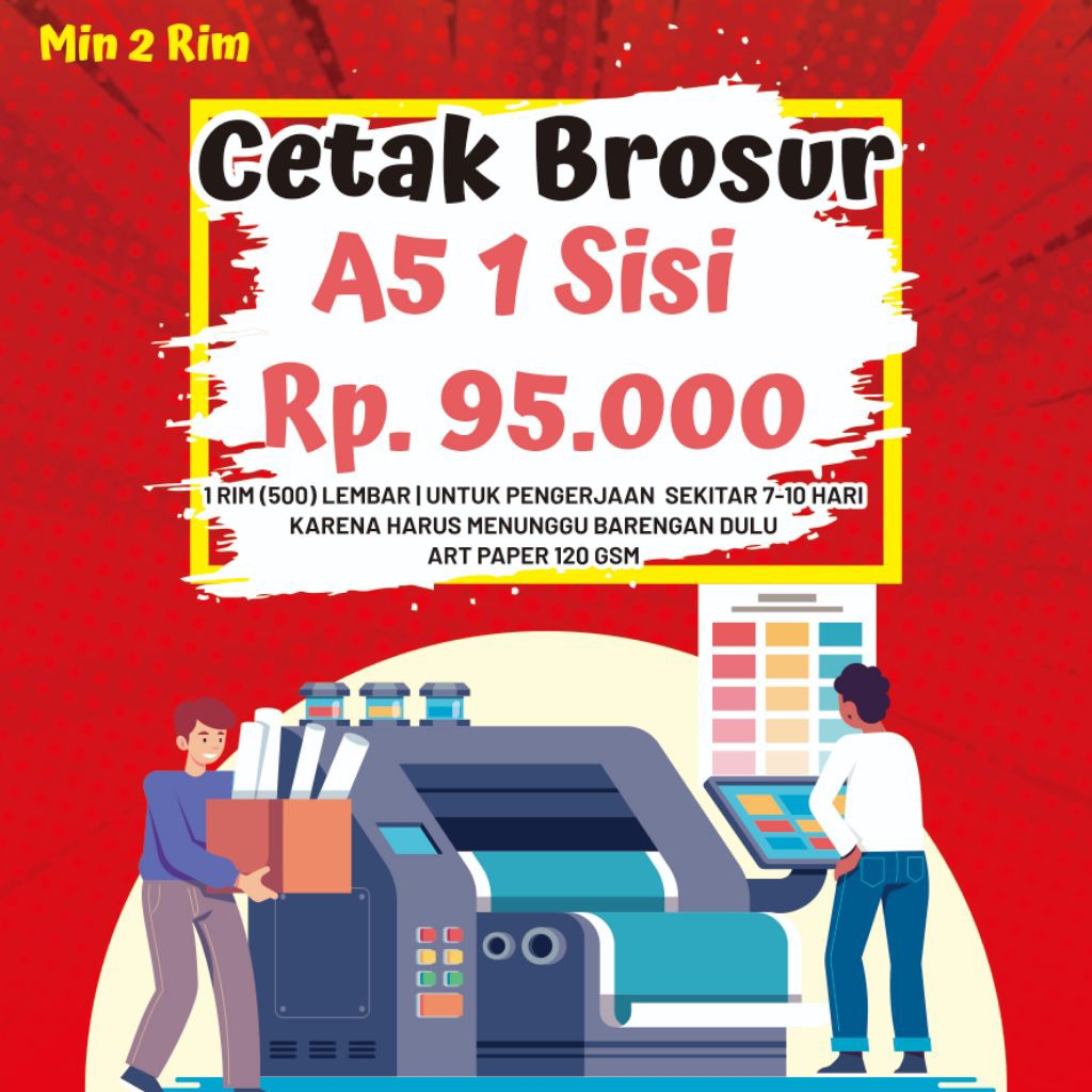 

Cetak Brosur/Flayer A5 || Ap 120 (1 sisi) min.2 rim
