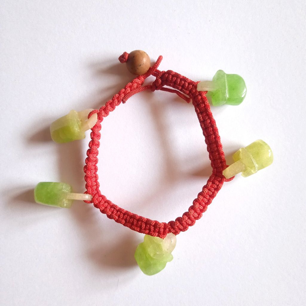 Antik Liontin Gelang Anak - Anak / Bayi Batu Giok Cina Motif Halus Utuh Layak Koleksi