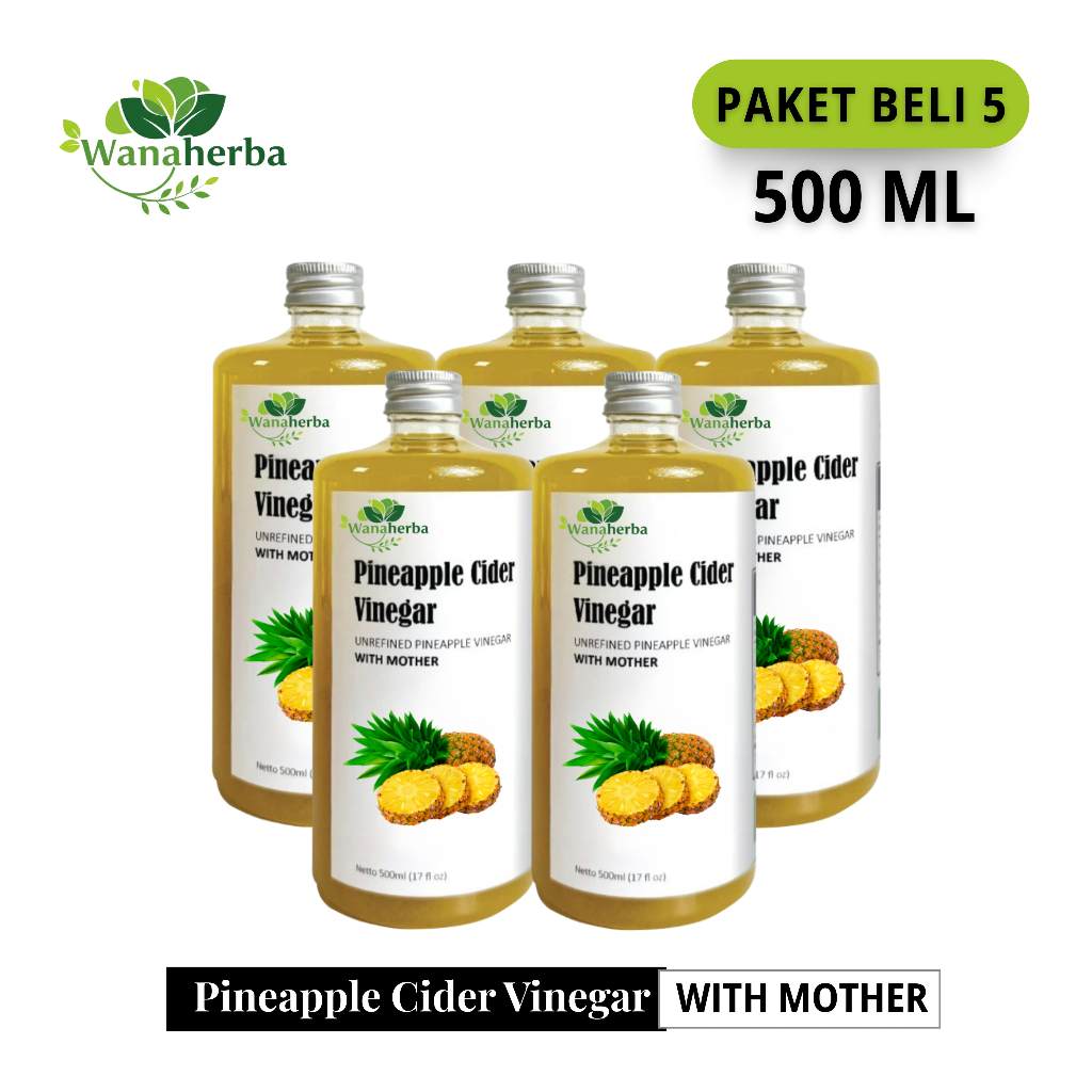 

Wanaherba Cuka Nanas With Mother Original 500 ML Paket 5 Botol
